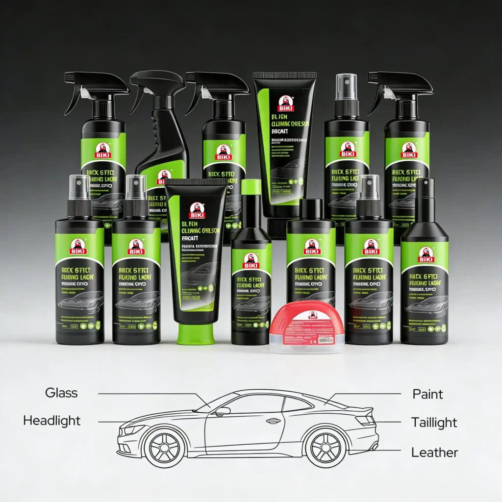 Professional car care products manufacturer offering complete automotive cleaning and protection solutions